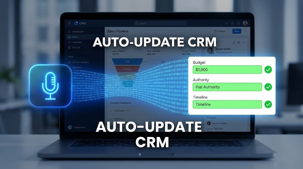 A sales professional looking at a dashboard where AI has extracted Budget and Timeline data from a call
