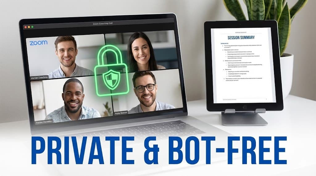 A team collaborating around a whiteboard with post-it notes, with a digital AI overlay organizing ideas